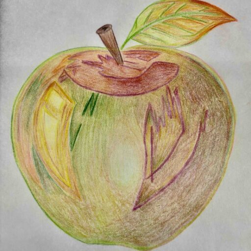 Hand-drawn apple — the cover of the Blunt Apple notebook